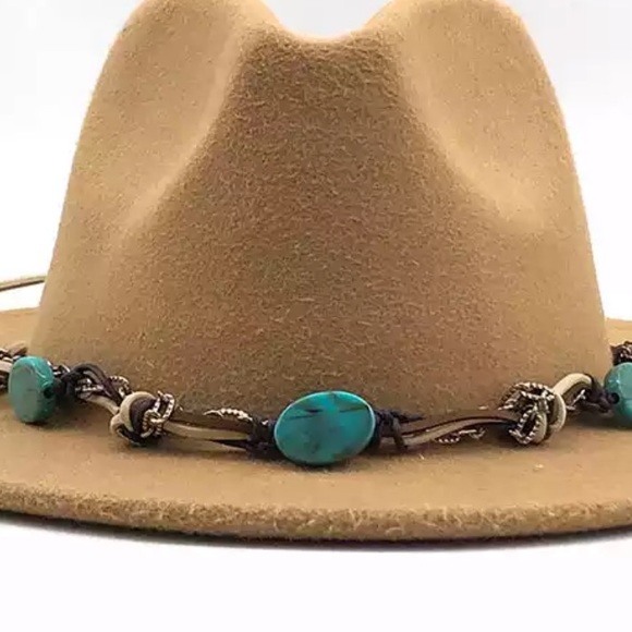 Light Brown Wool Turquoise Rancher Hat - Picture 3 of 3